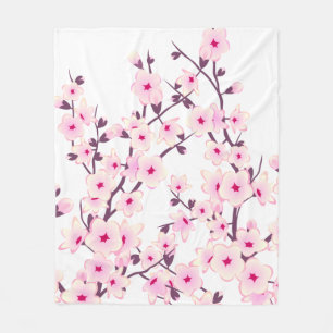  Cherry Blossom Pink White Fleece Deken