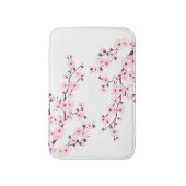 Cherry Blossom Pink White Floral Badmat (Voorkant Verticaal)