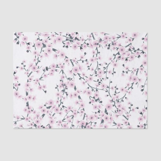 Cherry Blossom Pink White Floral Pattern Tissuepapier (Voorkant)
