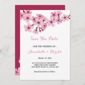 Cherry Blossom Pink White floral save the date (Voorkant / Achterkant)