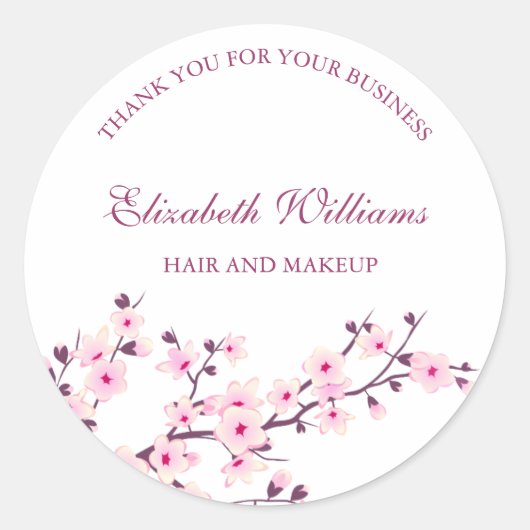 Cherry Blossom Pink White Hartelijk dank Ronde Sticker (Voorkant)