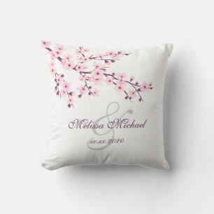Cherry Blossom Pink White Passen getrouwd Kussen