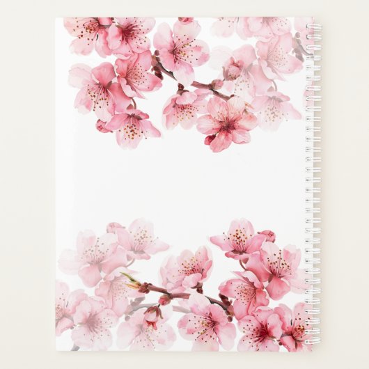 Cherry Blossom Pink White Planner (Achterkant)
