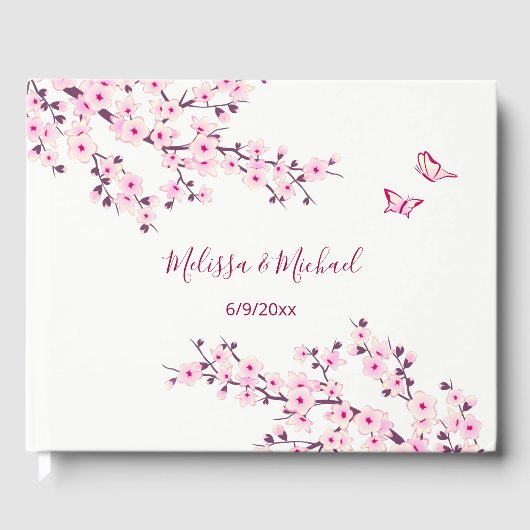 Cherry Blossom Pink White Wedding Gastenboek (Voorkant)