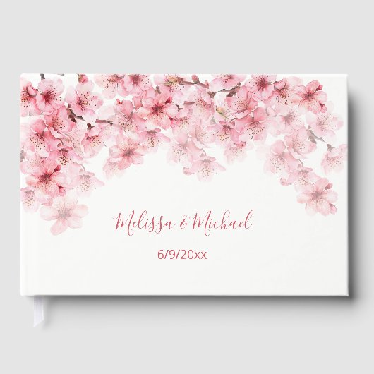 Cherry Blossom Pink White Wedding Gastenboek (Voorkant)