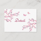 Cherry Blossom Pink White Wedding QR Code Details Informatiekaartje (Voorkant)