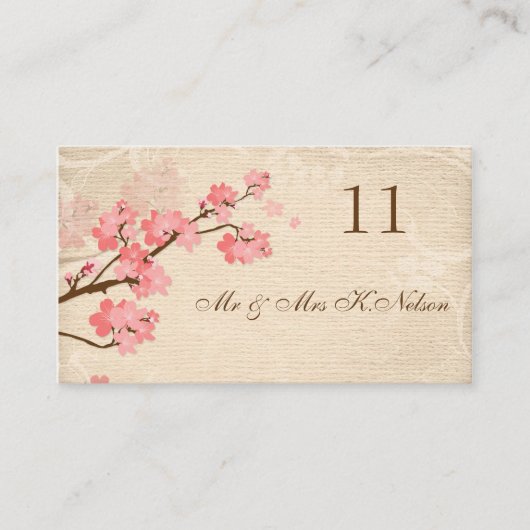 Cherry Blossom Placer carte/table Carte de visite (Devant)