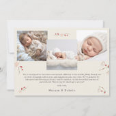 Cherry Blossom Printemps Faire-part de naissance b (Dos)