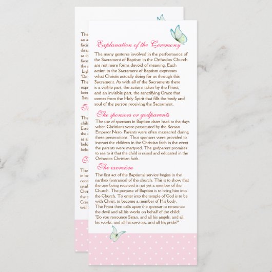 Cherry Blossom Programme de baptême 2/5 (Devant / Derrière)