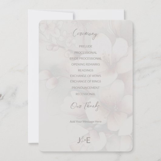 Cherry Blossom Programme de mariage complet (Dos)