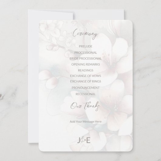 Cherry Blossom Programme de mariage complet (Dos)
