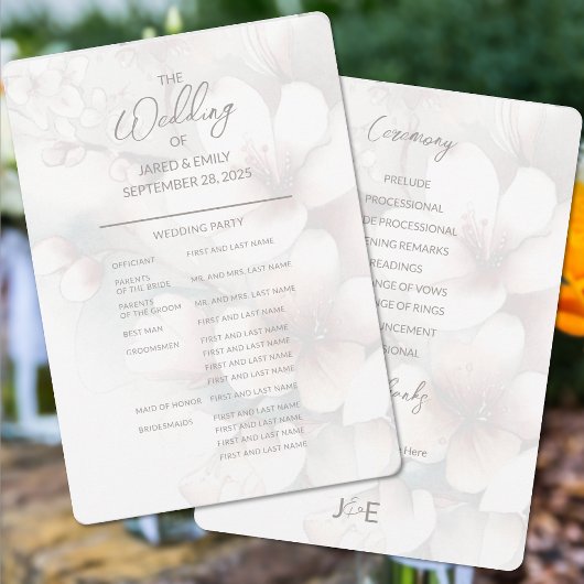 Cherry Blossom Programme de mariage complet