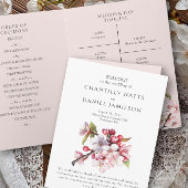Cherry Blossom Programme de mariage rose et blanc