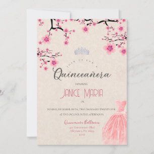 Cherry Blossom Quinceañera Invitation