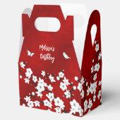 Cherry Blossom Red Black White Aangepaste verjaard Bedankdoosjes (Geopend)