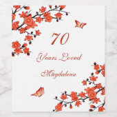 Cherry Blossom Red White Custom Birthday Wine Lab Wijn Etiket (Enkel label)