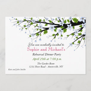 Cherry Blossom Rehearsal Dinner Party Invitation Kaart