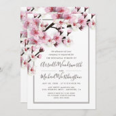 Cherry Blossom Répétition rose Invitations (Devant / Derrière)