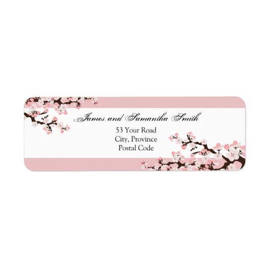 Cherry Blossom retouradres Label - Roze Wit (Voorkant)