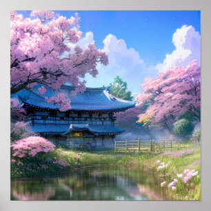 Cherry Blossom Retreat, Haven van de Pond Poster