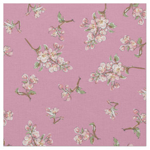 Cherry Blossom Retro Floral Pink Stof