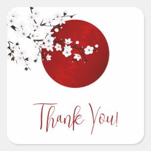 Cherry Blossom Rising Sun Bedankt Vierkante Sticker