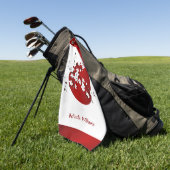 Cherry Blossom Rising Sun Red Black White Monogram Golfhanddoek (Groen)