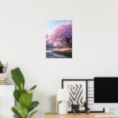 Cherry Blossom River Poster (Thuiskantoor)