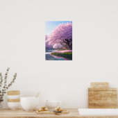 Cherry Blossom River Poster (Keuken)