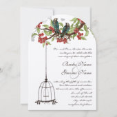 Cherry Blossom Romantic Birds & Birdcage Weddings Kaart (Voorkant)