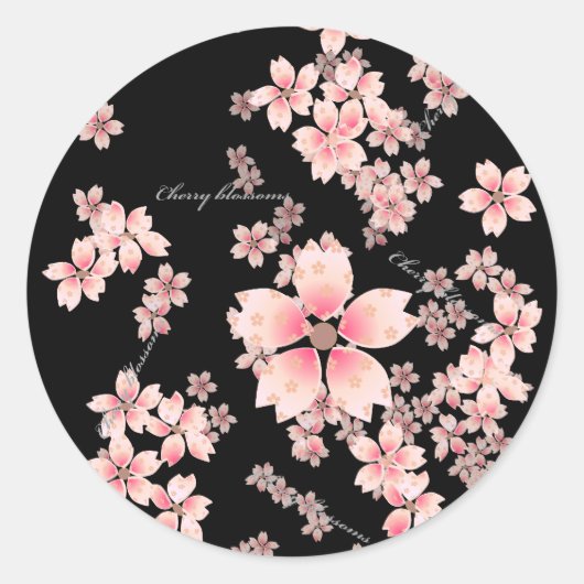 Cherry-blossom Ronde Sticker (Voorkant)