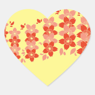 Cherry Blossom Rood Roze Hart Sticker