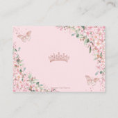 Cherry Blossom Roos Gold Butterflies Quinceañera Informatiekaartje (Achterkant)