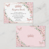 Cherry Blossom Roos Gold Butterflies Quinceañera Informatiekaartje (Voorkant / Achterkant)
