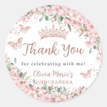 Cherry Blossom Roos Gold Butterflies Quinceañera