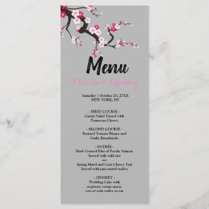 Cherry Blossom Rose Blanc à fleurs Mariage Menu