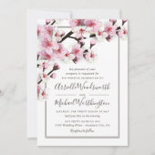 Cherry Blossom rose blanc mariage Invitations (Devant)