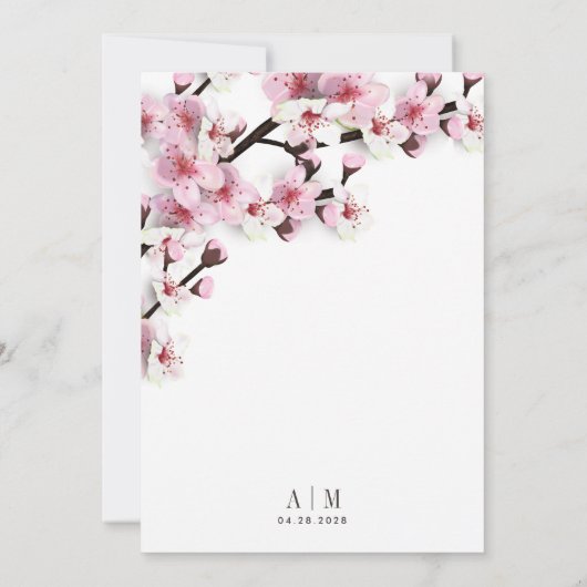 Cherry Blossom rose blanc mariage Invitations (Dos)