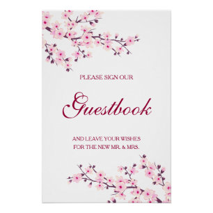 Cherry Blossom rose Mariage Livre d'or