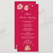 Cherry Blossom Rose White flora Menu Mariage (Devant / Derrière)