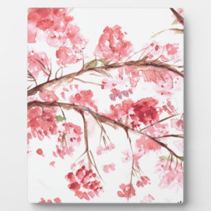 Cherry blossom roze bloemen florale waterverf fotoplaat