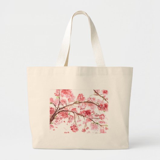 Cherry blossom roze bloemen Sakura Japans Grote Tote Bag (Voorkant)