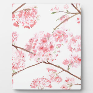 Cherry blossom roze bloemen waterverf natuur fotoplaat