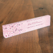 Cherry Blossom roze Glitter Hair and Makeup Naambordje (Zijkant)