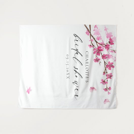 Cherry Blossom Roze Vlinder Vrijgezellenfeest Wandkleed (Voorkant (horizontaal))