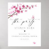 Cherry Blossom Roze Vlinder Welkomstbord Poster (Voorkant)