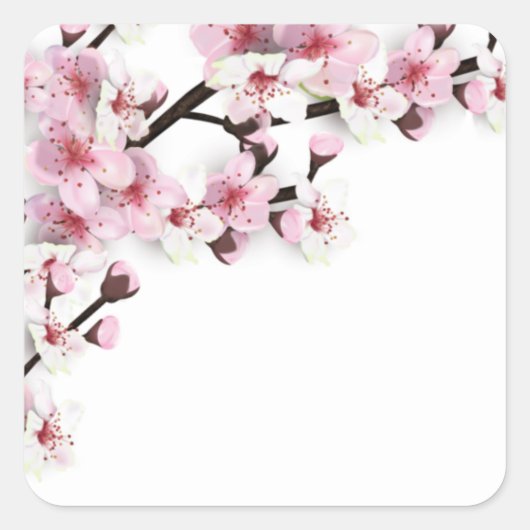 Cherry Blossom Roze Wit Bruiloft Favor Stickers (Voorkant)