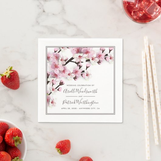 Cherry Blossom Roze Wit Elegant Bruiloft Servetten (Insitu)