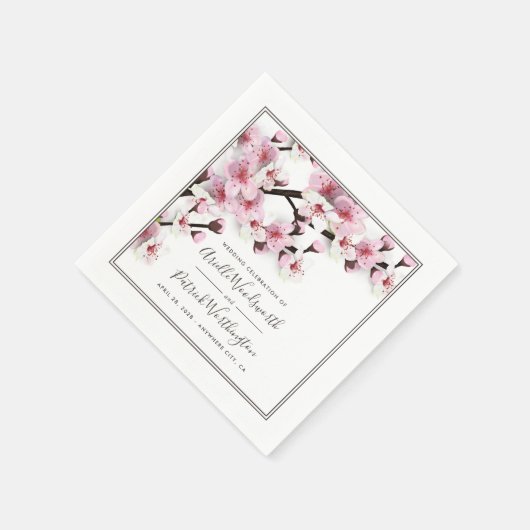 Cherry Blossom Roze Wit Elegant Bruiloft Servetten (Hoek)