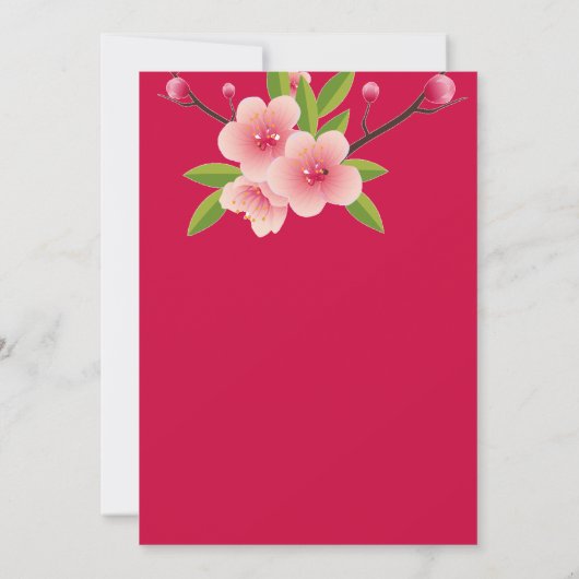 Cherry Blossom Roze Wit groen bloemendank u Bedankkaart (Achterkant)